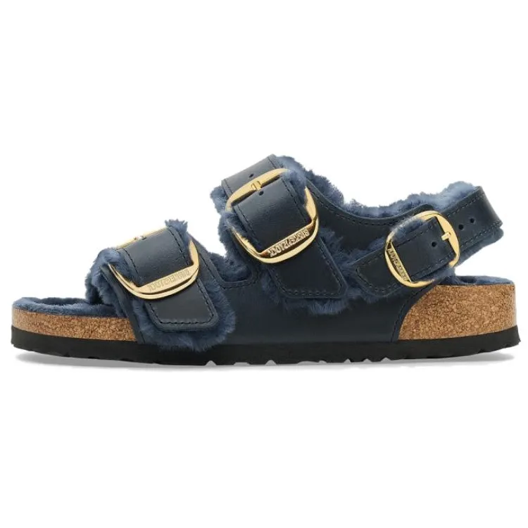 Birkenstock Cow Leather One Strap Sandals Flat Women's Blue