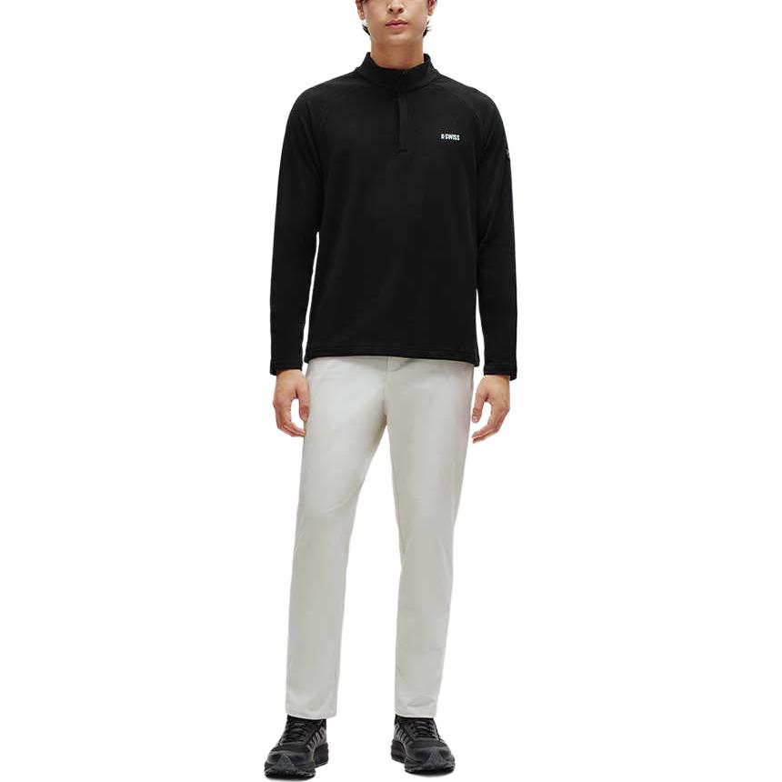 K·SWISS Fleece Tops Men’s Jet Black Half Turtleneck Thickened