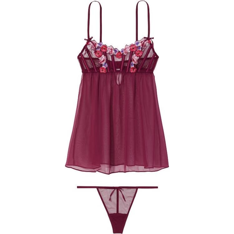 Женский комплект нижнего белья Victoria's Secret (бордовый)
