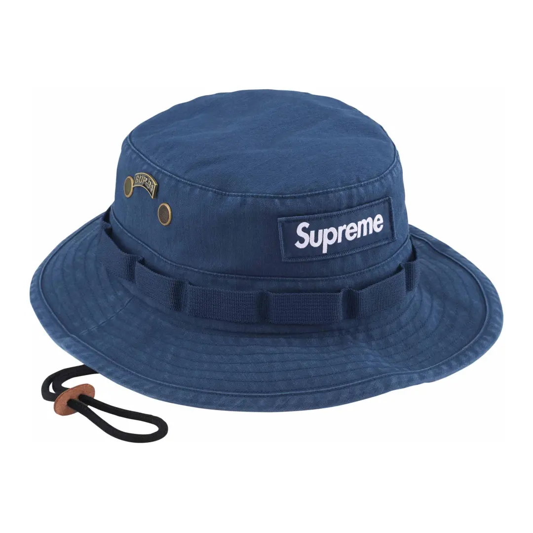 Supreme Cotton Bucket Hats Unisex Blue