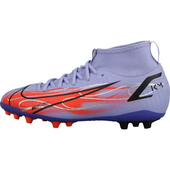 Nike Mercurial Superfly 8 Academy KM AG High Top Soccer Shoes 'Purple Orange' GS