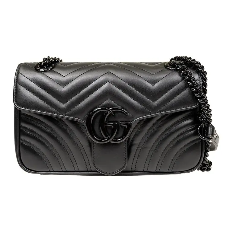 GUCCI GG Marmont Leather Shoulder Bag, Crossbody Bag Small Women's Black