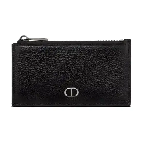 DIOR Zip Closure Cow Leather Card Holder Card Holder Men's Black