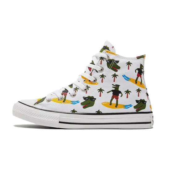 Converse Chuck Taylor All Star Anti Slip Wear Resistant High Top Kids Canvas Shoes White Green Teenagers
