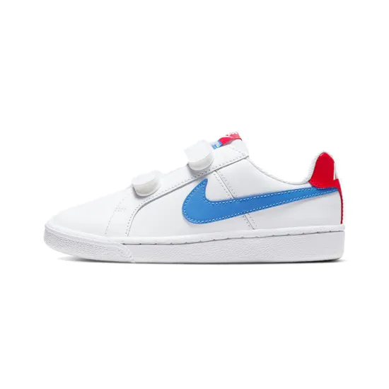 Nike Court Royale Low Top Skateboard Shoes White Blue Children Aged 3 7 Years Old