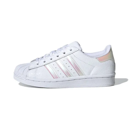 Adidas Originals Superstar Series C Low-Top Skateboard Shoes White Pink Children Aged 3-7 Years Old