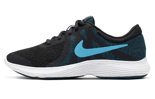 Nike REVOLUTION 4 non-slip shock-absorbing low-top children's running shoes black and blue