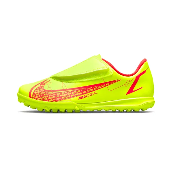 Nike Mercurial Vapor 14 Coverage Low-Top Kids' Soccer Shoes Neon Yellow Children Aged 3-7 Years Old