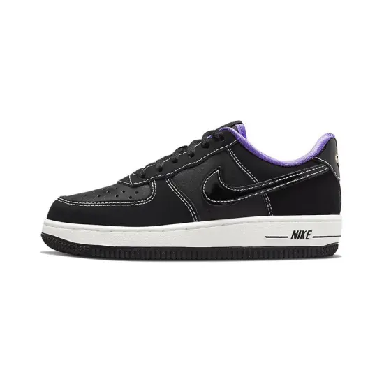 Nike Air Force 1 Slip-Resistant Cushioning Low-Top Kids' Skateboarding Shoes Black Purple Children Aged 3-7 Years Old