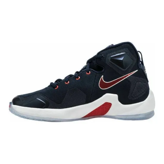 Nike Lebron 13 Non-slip Lightweight Mid-Top Children's Basketball Shoes Blue Red Teenagers