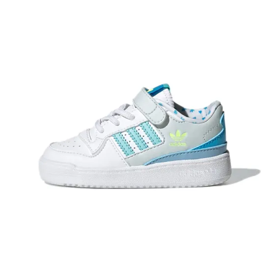 Adidas Originals FORUM Low Low-Top Skateboard Shoes White Blue Infant And Toddler