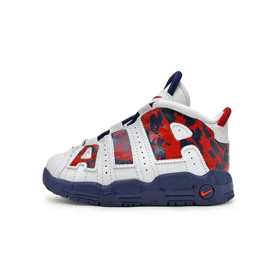 Nike Air More Uptempo Anti-Slip And Wear-Resistant Balance Mid-Top Toddler Shoes White Blue Red Infant And Toddler