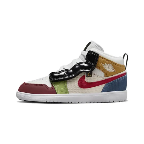 Jordan Air Jordan 1 Mid Alt Se Mid-Top Vintage Basketball Shoes White Orange Blue Children Aged 3-7 Years Old