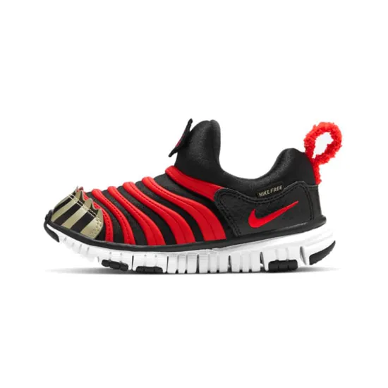 Nike Dynamo Free QS Durable Breathable Balanced Lightweight Sports Casual Shoes Black Red Children Aged 3-7 Years Old