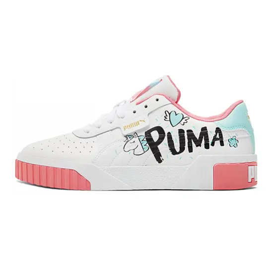 PUMA Cali Series Unicorn Low Top Kids' Skateboarding Shoes White Green Pink Teenagers