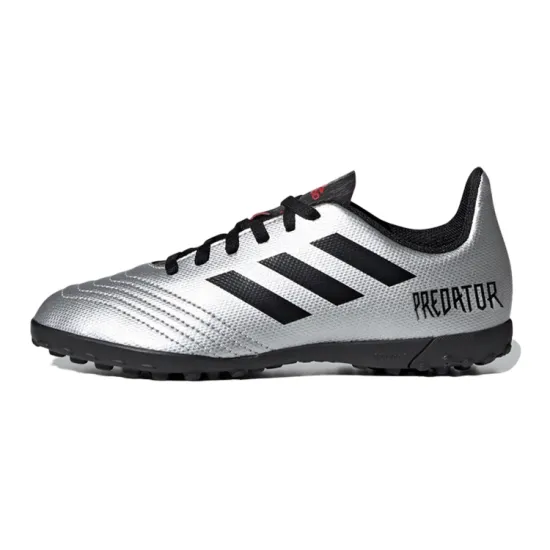 Adidas Predator19.4 Anti Slip Wear Resistant Low Top Kids' Soccer Shoes Silver Black Children Aged 3 7 Years Old