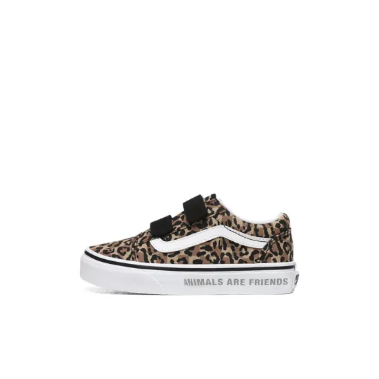 Vans Old Skool V Non-slip Lightweight Low-Top Kids' Skateboarding Shoes Leopard Print Children Aged 3-7 Years Old