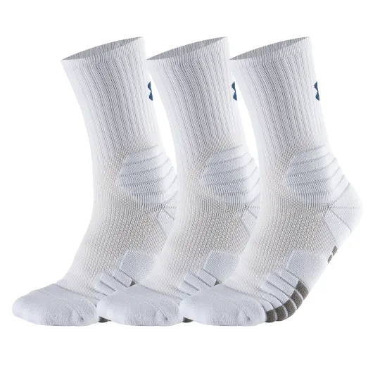Under Armour Basketball Socks Crew Socks Unisex 3 Pack Ivory White