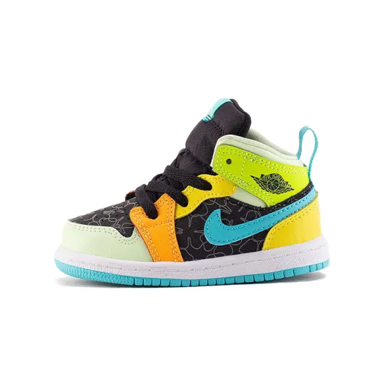 Jordan Air Jordan 1 Mid SE Slip-Resistant Cushioning Mid-Top Toddler Shoes Black Infant And Toddler