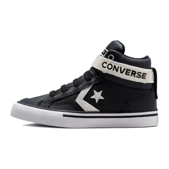 Converse Pro Blaze Strap Anti-Slip Wear-Resistant High-Top Skateboard Shoes Black White Teenagers