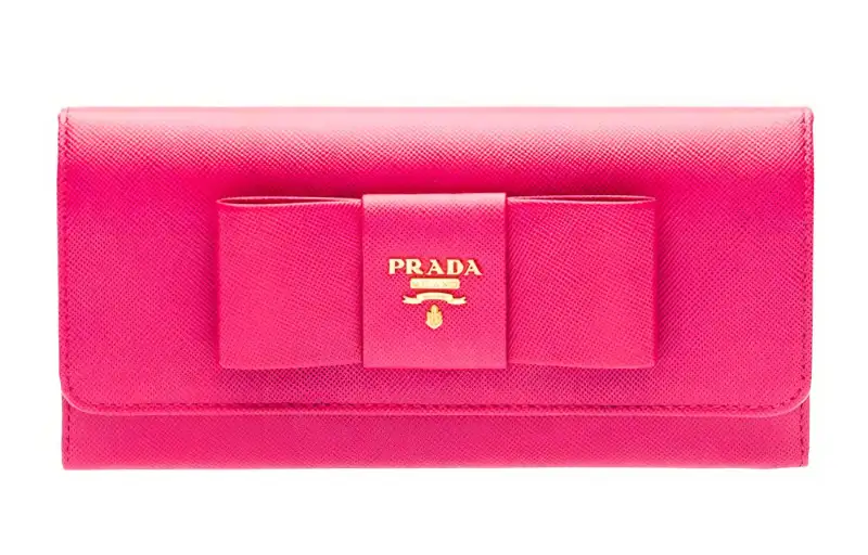 PRADA Saffiano Cow Leather Wallet Women's Pink