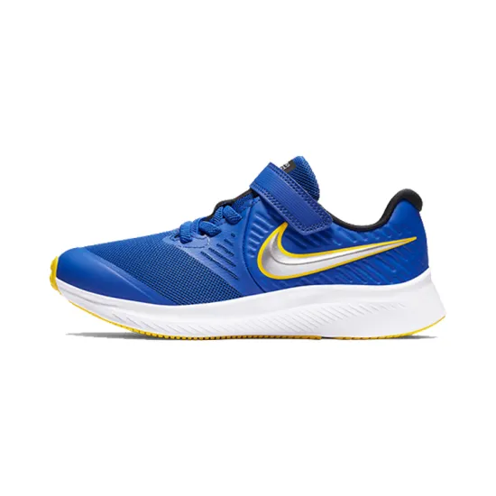 Nike Star Runner 2 Slip Resistant Cushioning Low Top Kids' Running Shoes Blue Silver Children Aged 3 7 Years Old