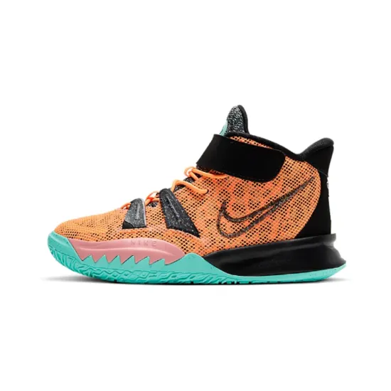 Nike Kyrie 7 Play For The Future BP Mid Top Children's Basketball Shoes Black Orange Green Children Aged 3 7 Years Old