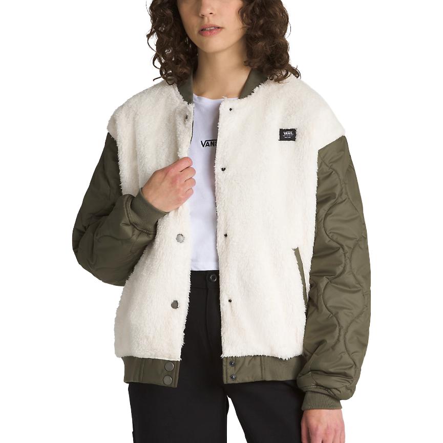 Женская куртка Vans Kasia Bomber Jacket (бело-зеленая) — фото 3