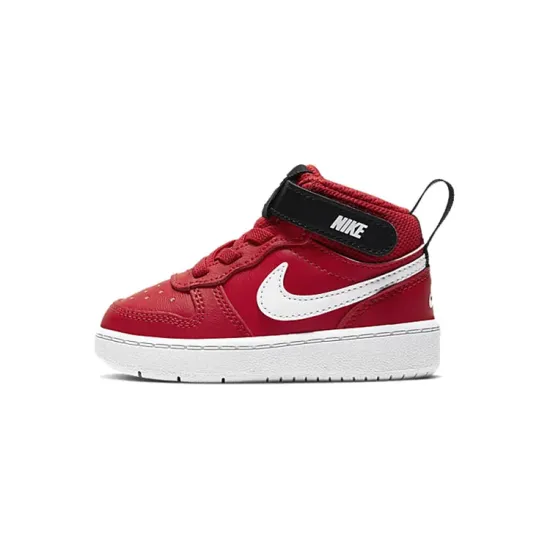 Nike Court Borough Mid 2 Slip Resistant Cushioning Mid Top Skateboard Shoes Red Infant And Toddler