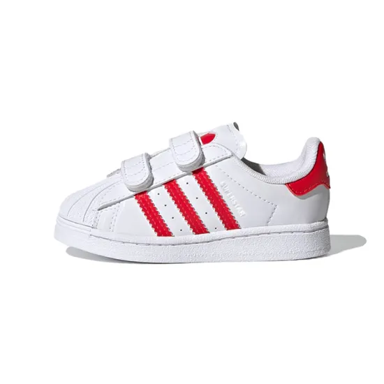 Adidas Originals SUPERSTAR Breathable Low Top Skateboard Shoes White Red Infant And Toddler