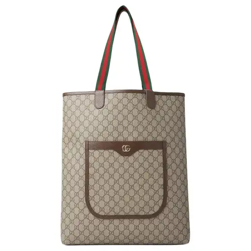 GUCCI Ophidia Canvas With Leather Tote Bag, Shopping Bag, Shoulder Bag, Handbag Large Men's Ebony