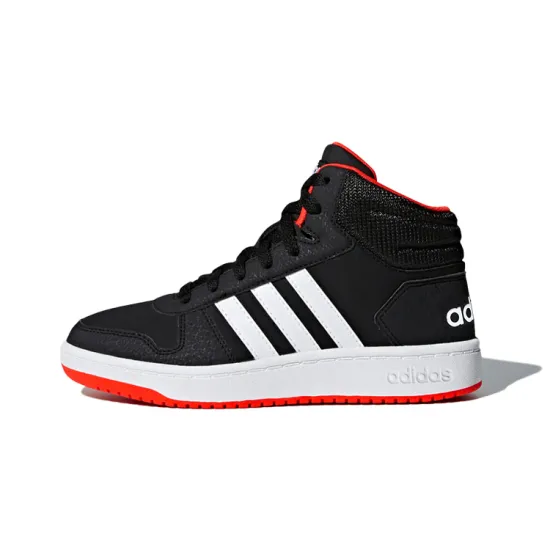 adidas Hoops 2.0 Mid Black Hi-Res Red Kids