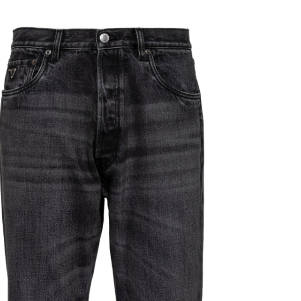Мужские джинсы Prada Triangle Logo Denim (черные) — фото 7