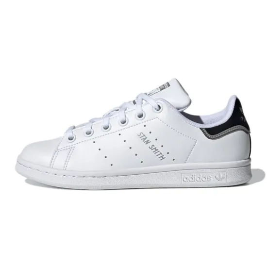Adidas Originals STAN SMITH J Wear-Resistant Slip-Resistant Low-Top Skateboard Shoes White Black Teenagers