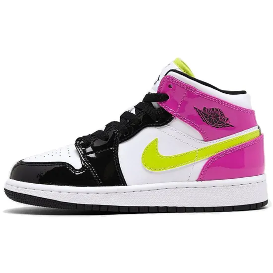 Jordan 1 Mid White Black Cyber Pink GS
