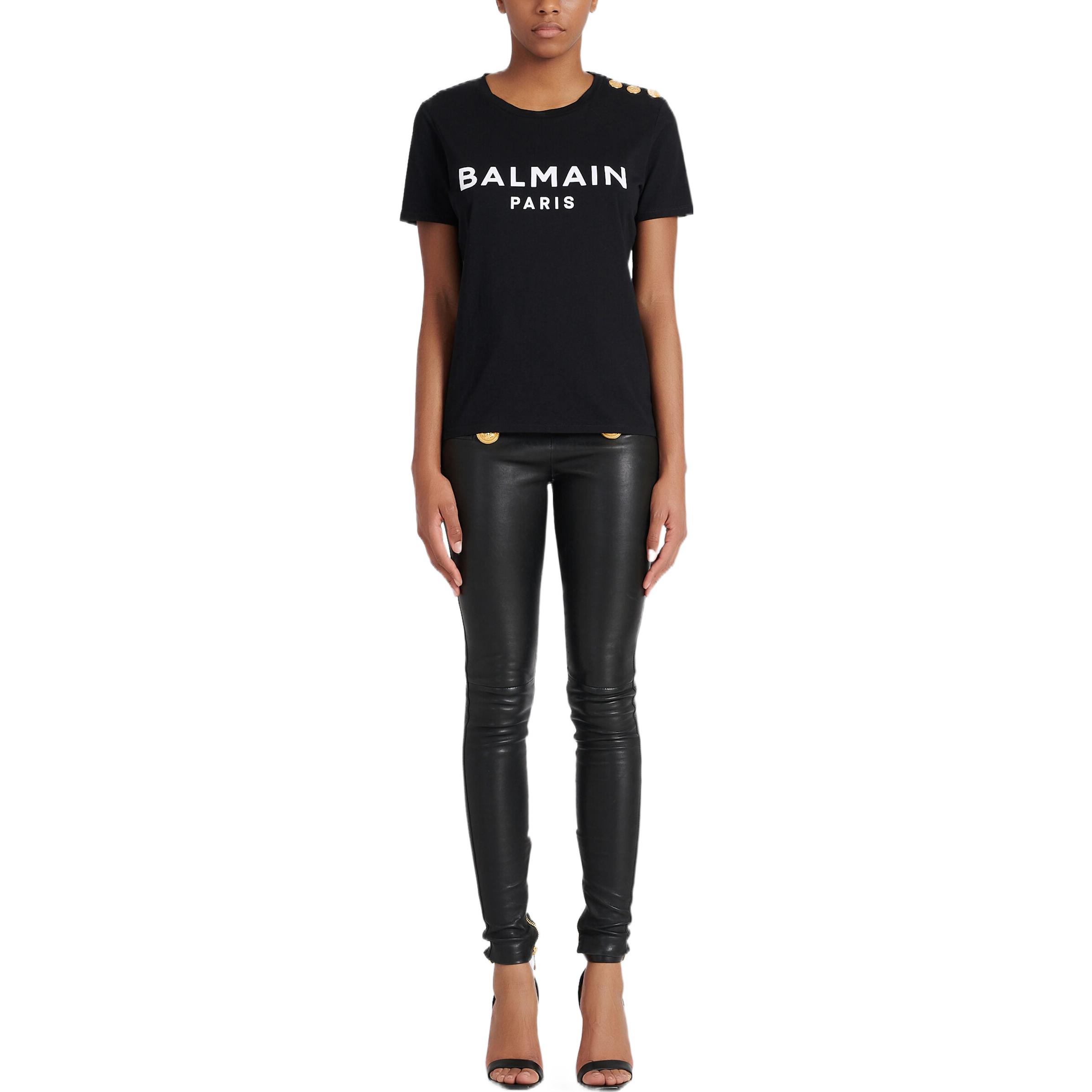 Женская футболка BALMAIN (черная) — Черный — фото 2