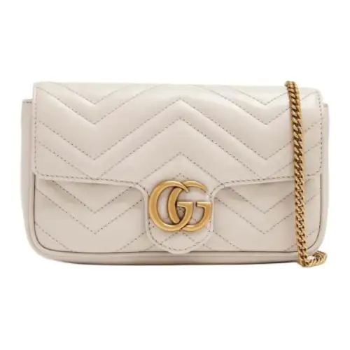 GUCCI GG Marmont Leather Shoulder Bag, Crossbody Bag Small Women's Light Gray