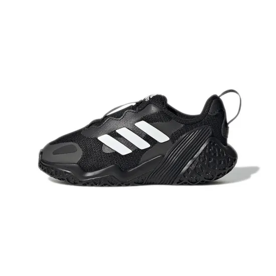 Adidas 4Uture Rnr AC I Abrasion Resistant Slip Resistant Low Top Running Shoes Black White Infant And Toddler