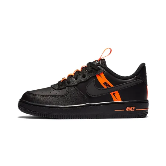 Nike Air Force 1 LV8 KSA Low Top Skateboard Shoes Black Orange Children Aged 3 7 Years Old