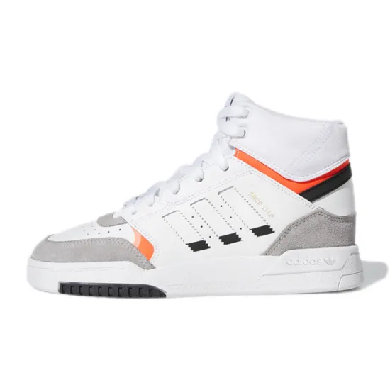 Adidas Originals Drop Step J High-Top Kids' Skateboarding Shoes White Gray Teenagers