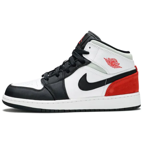 Jordan 1 Mid SE White Black Red Spruce GS