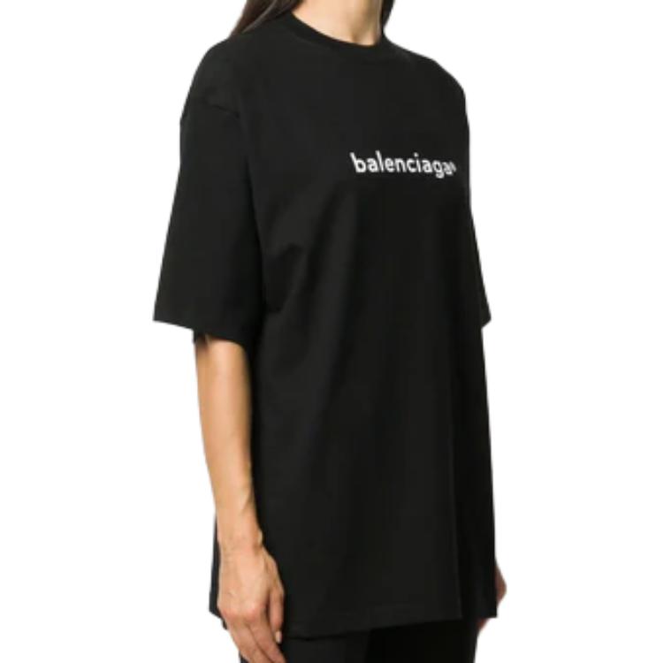 Женская футболка Balenciaga с буквенным принтом (черная) — фото 3