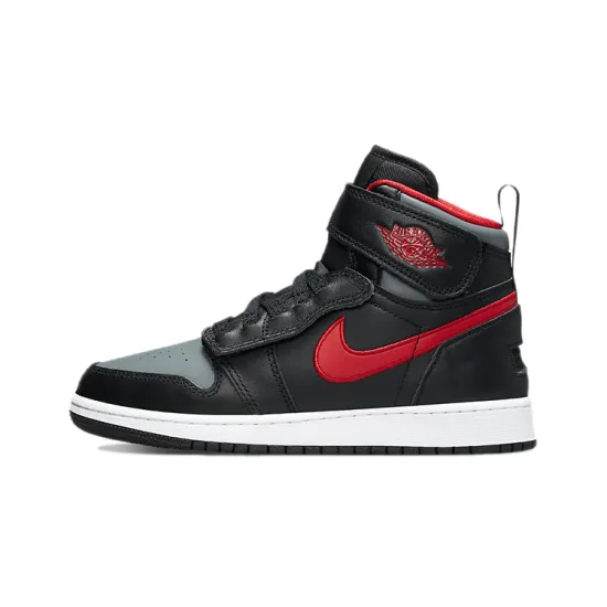 Jordan 1 High FlyEase Black Gym Red Smoke Grey GS