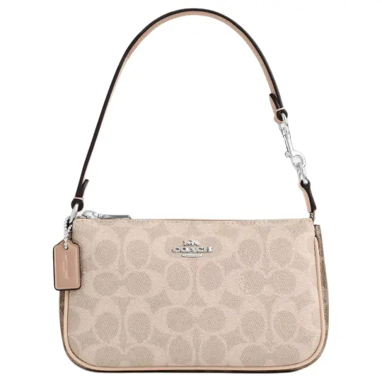 COACH Nolita Coated Canvas Portable Crossbody Bag, Shoulder Bag Small Women's Sand & Gray & Umber Multicolor