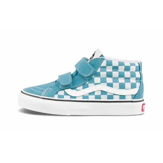 Vans Sk8-Mid Reissue V Kids 'Checkerboard - Enamel Blue Sharp Green'