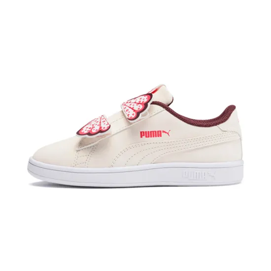 PUMA Smash Series V2 Butterfly Low-Top Kids' Skateboarding Shoes Beige Yellow Children Aged 3-7 Years Old