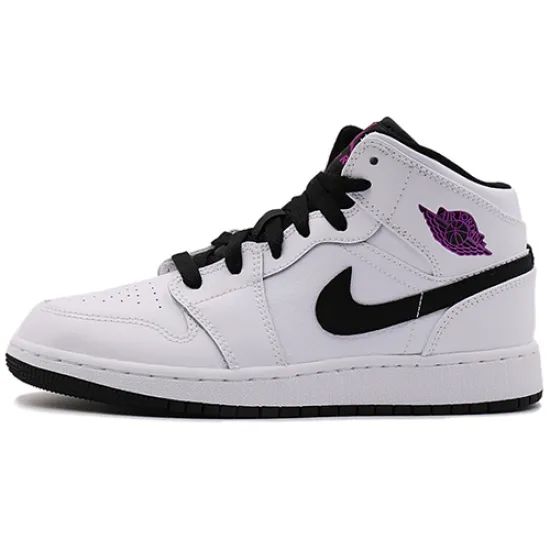 Jordan 1 Mid White Black Fuchsia Blast GS