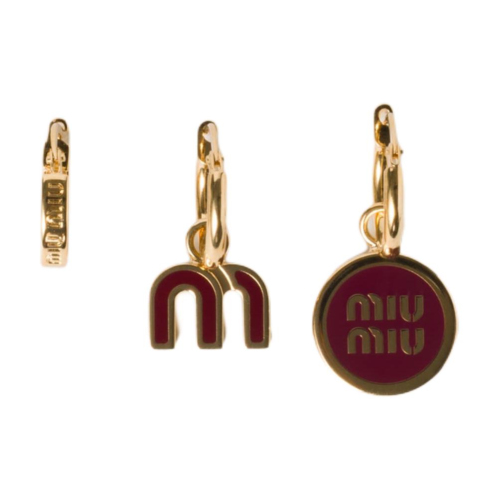 Серьги унисекс MIU MIU эмалевые двухцветные (пурпурные)