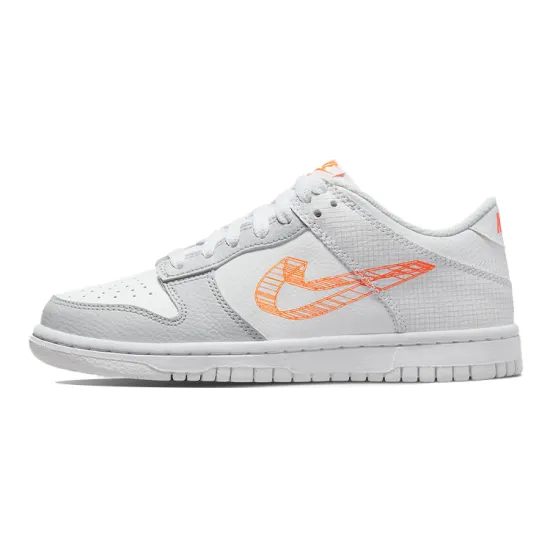 Nike Dunk Low SE 3D Swoosh Pure Platinum Total Orange GS