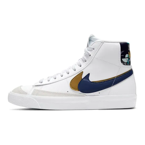 Nike Blazer Mid 77 SE GS Double Swoosh - White Gold Blue Void
